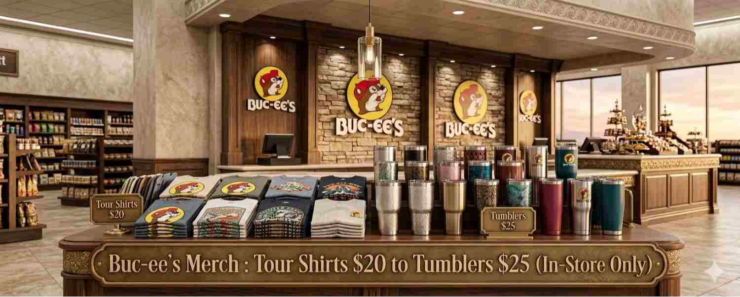 Buc-ee’s Merch Tour Shirts $20 to Tumblers $25